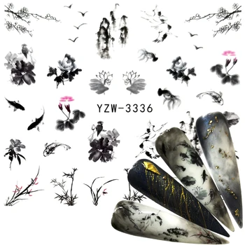 1 List Kitajski Pokrajini Slikarski Slog Ribe Cvetlični Ptičje Lepilo Nail Art Nalepke Dekoracije, naredi sam, Salon Nasveti  10