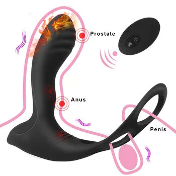 10 Frekvenca Ogrevanje Prostate Massager z vibriranjem Obroč Sex Igrača za Moške Analni Vibrator z Brezžičnim Daljinskim G-spot Stimulator  10
