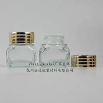 15g jasno kvadratnih kozarec smetane kozarec z sijoče zlato pokrov, 15g kozmetični jar,pakiranje za vzorec/eye cream,15g mini steklenici  10
