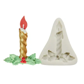 2021 Christmas Candle Vzorec Silikonsko Plesni Sveča Plesni Čokolado Plesni Obrnil Sladkorja Torto Silikonski Kalup Za Peko  10