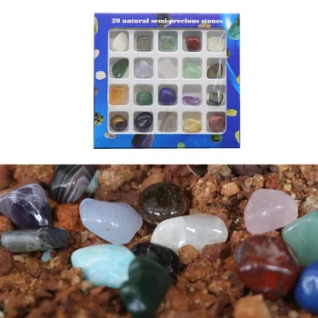 20pcs v polje Kristalno Gemstone Polirani Zdravljenje Čakre Kamen Zbirka Zaslon  10