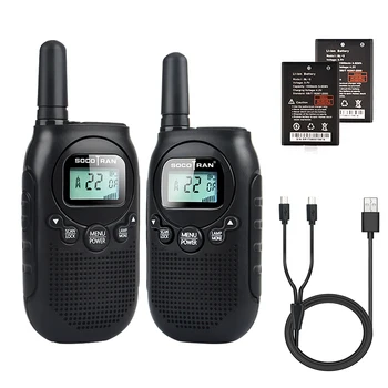 2Pcs Mini walkie talkie otroci Radijske Postaje Dovoljenje brez FRS/GMRS 0,5 W 22CH VOX Dva Načina Radio s Polnilna Litij-ionska Baterija  5