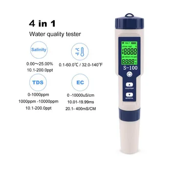4 v 1 TEMP TDS ES merilnik Slanosti Vode, kakovost test Elektronski digitalni Ročni Hydrometer  5
