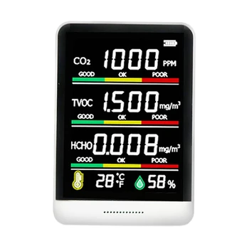5 In1 CO2 Večnamensko Zraku, Detektor Kakovosti Zraka Monitor Digitalni Temperaturni Senzor Vlažnosti Tester  4
