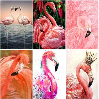 5D DIY Diamond Slikarstvo Flamingo Celoten Kvadratni Krog Smolo Diamond Vezenje Živali Navzkrižno Šiv Ročno Umetnost Doma Dekoracijo  10