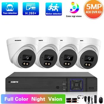 5MP Barve Night Vision CCTV Dome Varnostna Kamera Sistema 4CH DVR Kit Domov Spremljanje Kamere za Video Nadzor, Sysmte Kit XMEYE  10