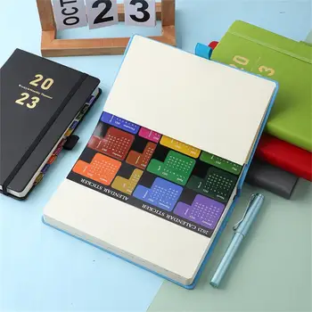 Angleški vsebina zgosti strani elastično pero vstavi zaznamek minimalističen design, notebook 2023 A5 mini prenosnik urnik koledar  10