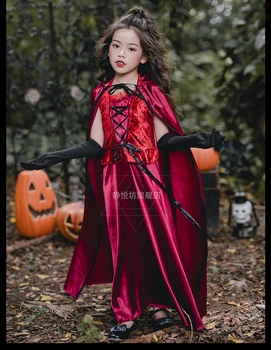 Anime Halloween Kostum otroški Kostum za Dekleta' Obleka Vampir Princesa Otroci Obleko Šal njena otroka nastavite Obleko + šal + rokavice  10