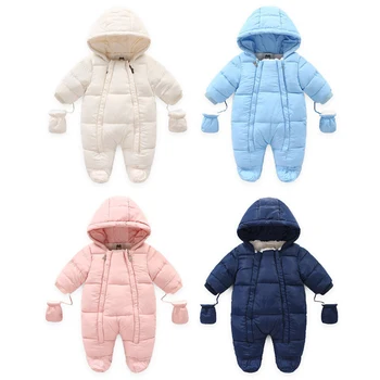Baby Dekleta Obleke Novorojenčka Debele Zimske Igralne Obleke Za Malčke Dolg Rokav Kostum Coat Plus Žamet Malčka Romper 6-18 Monthes  1