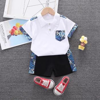 Baby Fantje Poletne Obleke, Kompleti Malčka Priložnostne Cotton Polo T-Shirt Kratek 2pcs Poroka Obleke Za Novorojenčka Bebe Dojenčke, Trenirke 3Y  5
