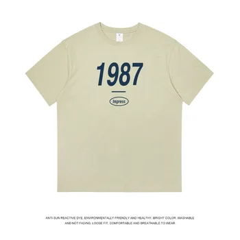 Bombažna majica s kratkimi rokavi ženske poletje nove obleke, 1987 natisnjena kratka sleeved majica s kratkimi rokavi izgubijo vse-match vrh  5