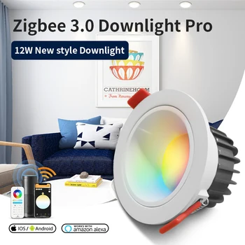 Gledopto Smart ZigBee 3.0 RGB+SCT 2200-6500K Pro 12W LED Stropni Downlight Vgradne Luči IP54 Nepremočljiva Aplikacijo Glasovni Nadzor  10