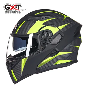 GXT Dvojno Objektiv Dirkalne Čelade Flip Up Motoristična Čelada z Notranji Vizir Varnost Moto Čelada Lahko Dal Bluetooth Slušalke  2