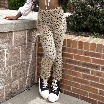 Jeseni in Pozimi 2022 Nov Modni Leopard Tiskanja Tesen Visoko Pasu Hip Dviganje Priložnostne Hlače Ženske Hlače Ulica Obleko  5