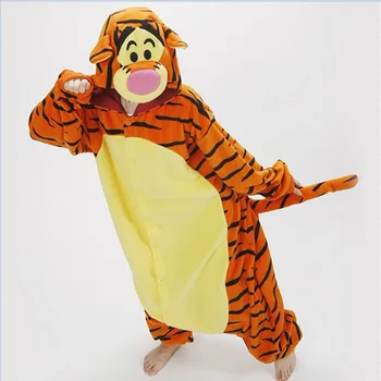 Kigurumi Unisex Pižame Risanka Tigger Kostum Cosplay Pozimi Sleepsuit Sleepwear živali conjoined onesies pajama jumpsuits  10