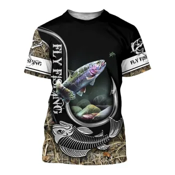 Lep ribolov prikrivanje 3D celotno telo, tiskanje moška t-shirt Harajuku moda poletje ulica unisex majica s kratkimi rokavi  10