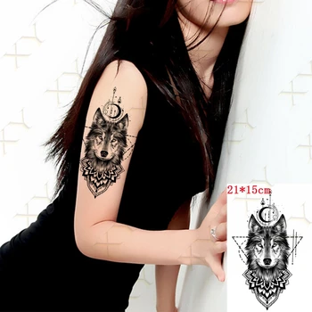 Nepremočljiva Začasni Tattoo Nalepke Volk Head Moon Geometrijo Flash Tattos Nohtov Meč Metulj Body Art Roko Ponaredek Tattoo Ženske Moški  10
