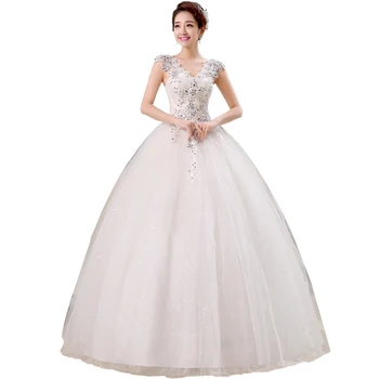 Nove Poročne Obleke Nevesta Rami Proti-vrat Čipke Diamantno Poročno Obleko Poročne Princesa Obleke  10