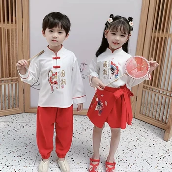 Otrok Hanbok Spomladi in Jeseni Modeli Fantje Song Dinastije Izboljšano Tang Obleko Dekleta Kitajski Slog Uspešnosti Oblačila  10