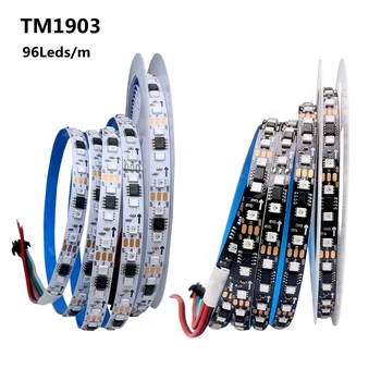 TM1903 Slikovnih pik, LED Trakovi Naslovljive Smart RGB Led Luči Podobnih WS2811 Zunanji 1 IC Nadzor 3Leds 3535 SMD DC 12V 5M 96Leds/M  10