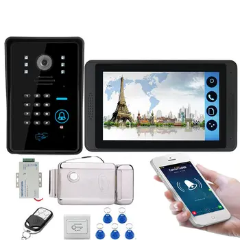 WIFI 7 palčni Zaslon na Dotik LCD Video Interkom Vrata Telefon Snemanje Kit Koda Tipkovnice RIFD Vodotesen Fotoaparat, Električni Zaklepanje  10