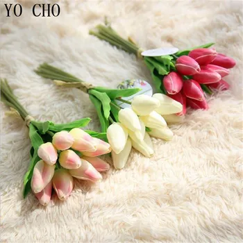 YO CHO 31pcsTulips Umetno Cvetje PU umetnega šopek Pravi dotik cvetja Za Dom Poroko dekorativne rože & venci  10