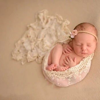 Začetne Mehke Čipke Ozadju Odejo Otroka, Novorojenčka Fotografija Rekviziti Košarico Polnila  0